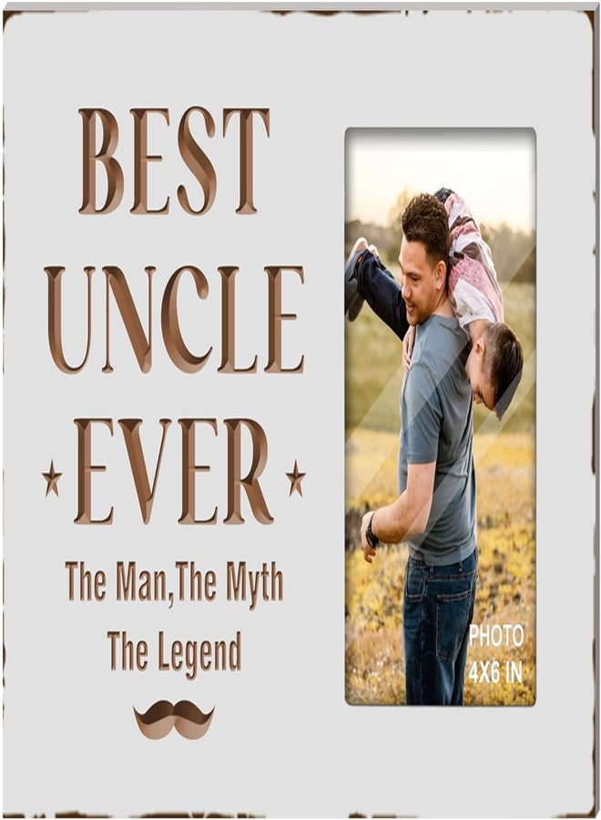 EXQUIDECA Best Uncle Ever Gifts from Niece Nephew - Engraved Uncles Picture Frames 4x6 Inches - Carving Father's Day Birthday Christmas Photo Gift for Men - Image 1